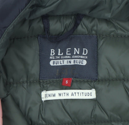 Blend Men's Black Puffer Jacket Size S Quilted Lightweight Water Resistant Coat
