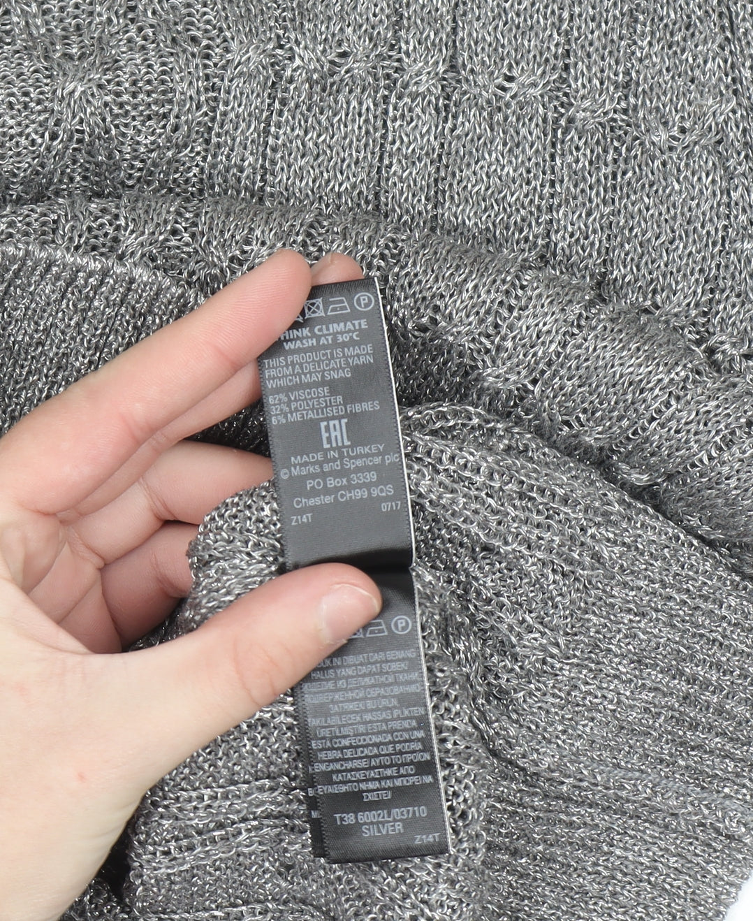 Womens UK Size 18 Marks and Spencer Silver Pullover Jumper
