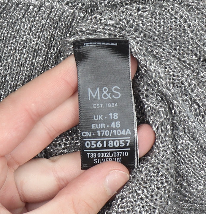 Womens UK Size 18 Marks and Spencer Silver Pullover Jumper