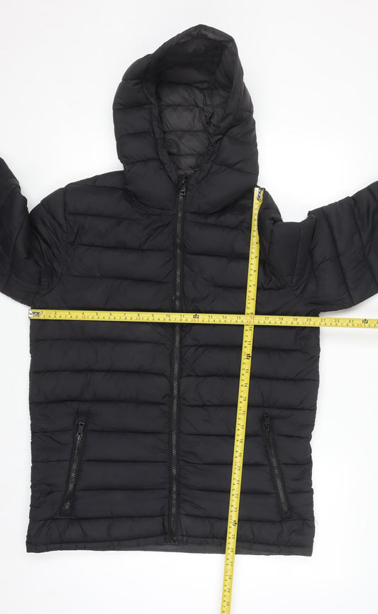 SoulCal & Co Mens Black Puffer Hooded Jacket Size M Regular Fit