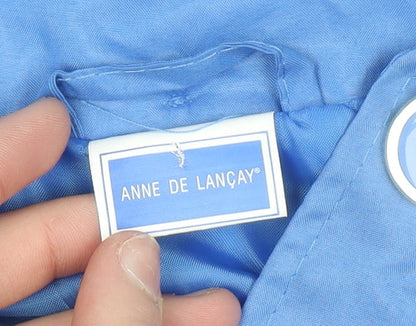 Anne De Lançay Women Blue Mid-Length Hooded Rain Coat Size 18