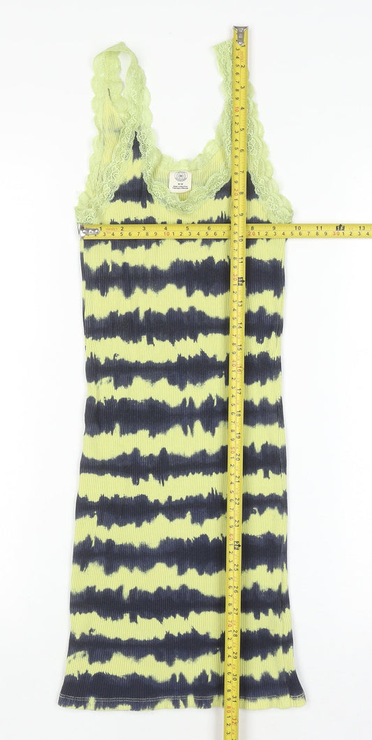 Urban Outfitters Women's Yellow Lace Trim Ribbed Camisole Tank Top M