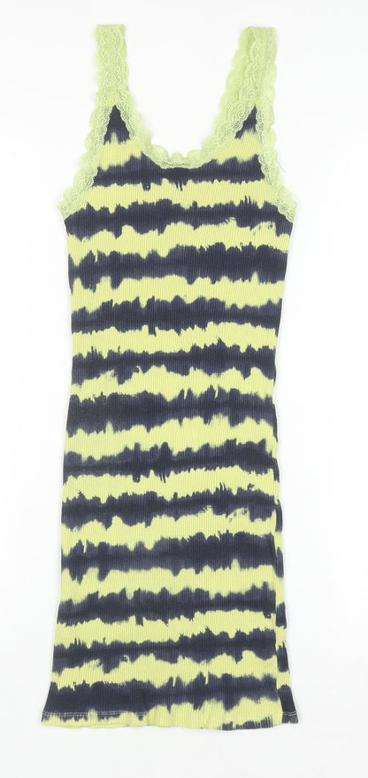 Urban Outfitters Women's Yellow Lace Trim Ribbed Camisole Tank Top M
