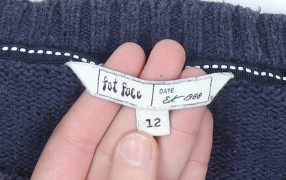 Womens UK Size 12 Fat Face Blue Pullover Jumper