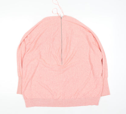 Mint Velvet Women’s Pink Full Zip Relaxed Knit Jumper XL