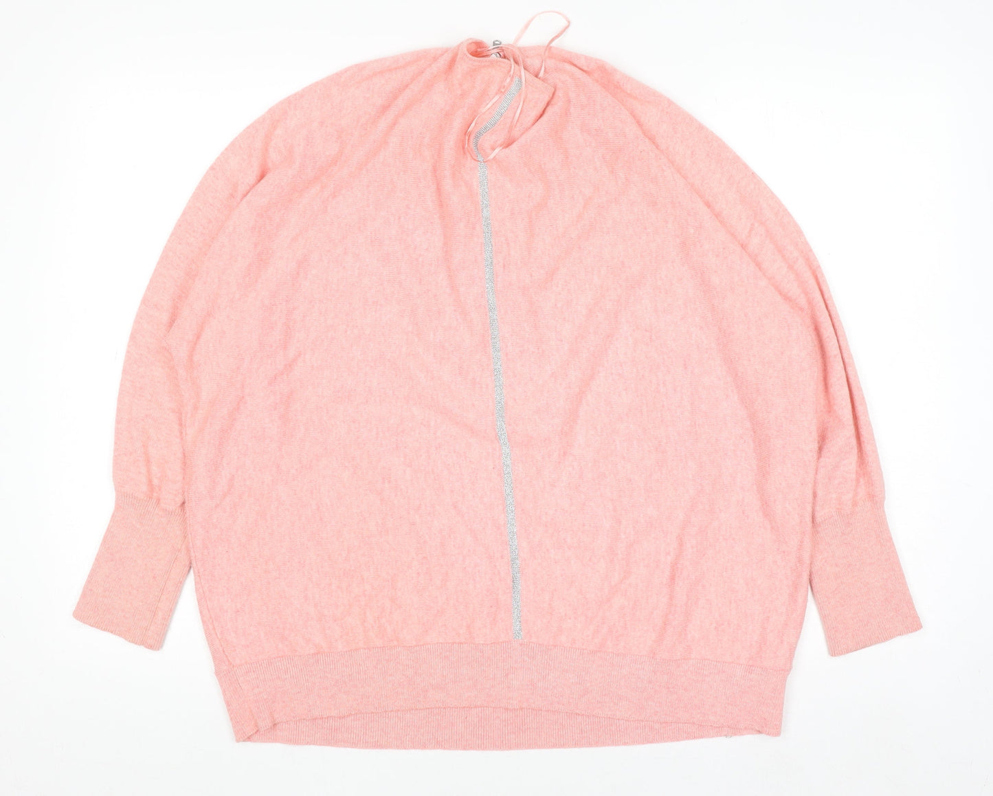 Mint Velvet Women’s Pink Full Zip Relaxed Knit Jumper XL