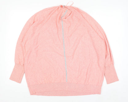 Mint Velvet Women’s Pink Full Zip Relaxed Knit Jumper XL