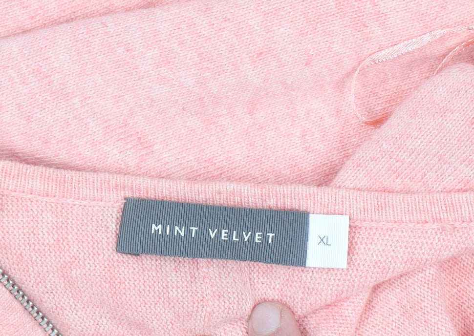 Mint Velvet Women’s Pink Full Zip Relaxed Knit Jumper XL