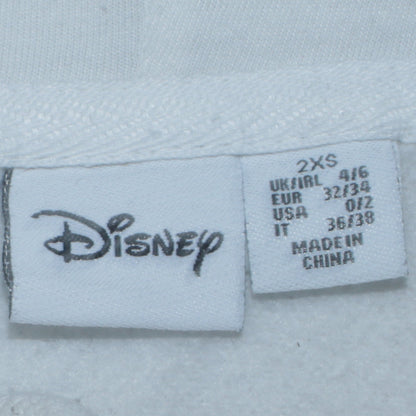 Womens UK Size 2XS Disney White Pullover Hoodie
