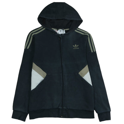 Adidas Boys Black Full Zip Hoodie XL 15-16 Years with Logo & Pockets