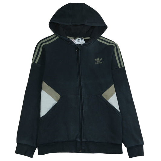 Adidas Boys Black Full Zip Hoodie XL 15-16 Years with Logo & Pockets