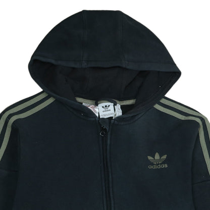 Adidas Boys Black Full Zip Hoodie XL 15-16 Years with Logo & Pockets