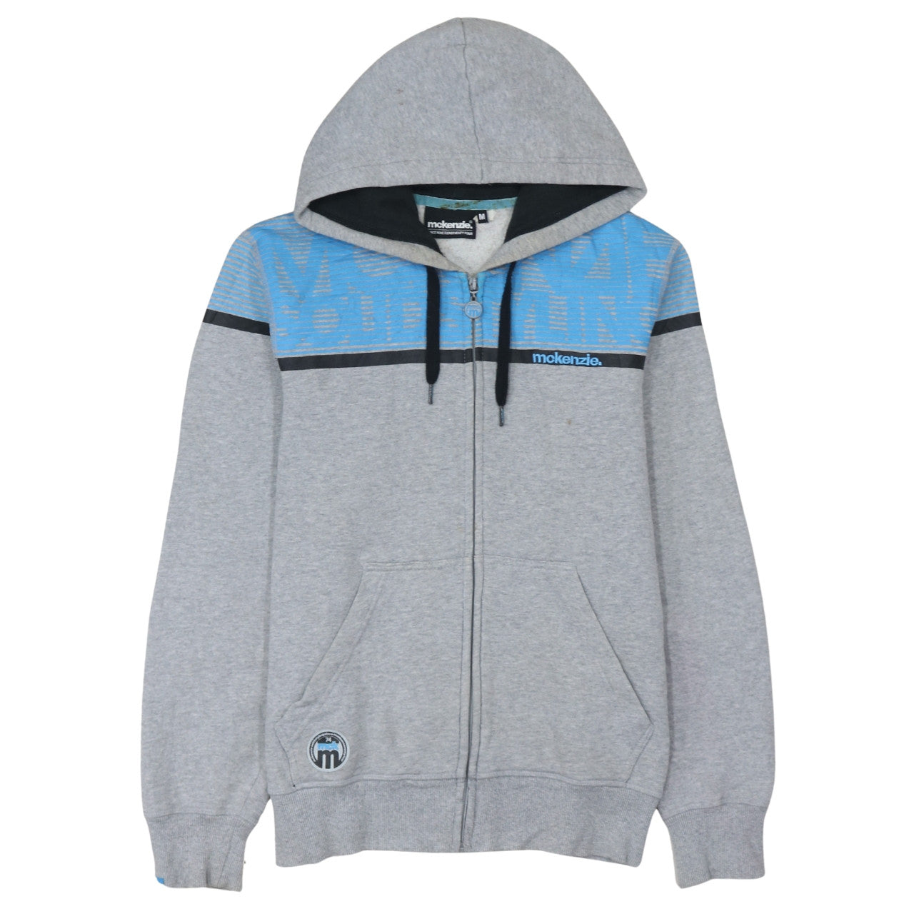 Mens UK Size M McKenzie Grey Full Zip Hoodie