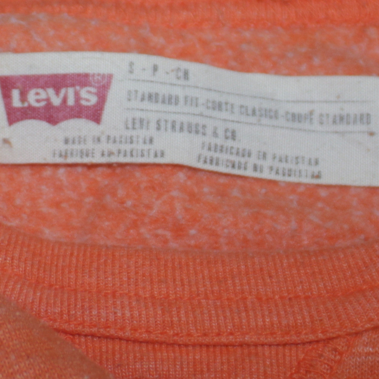 Mens UK Size S Levi's Orange Pullover Sweatshirt
