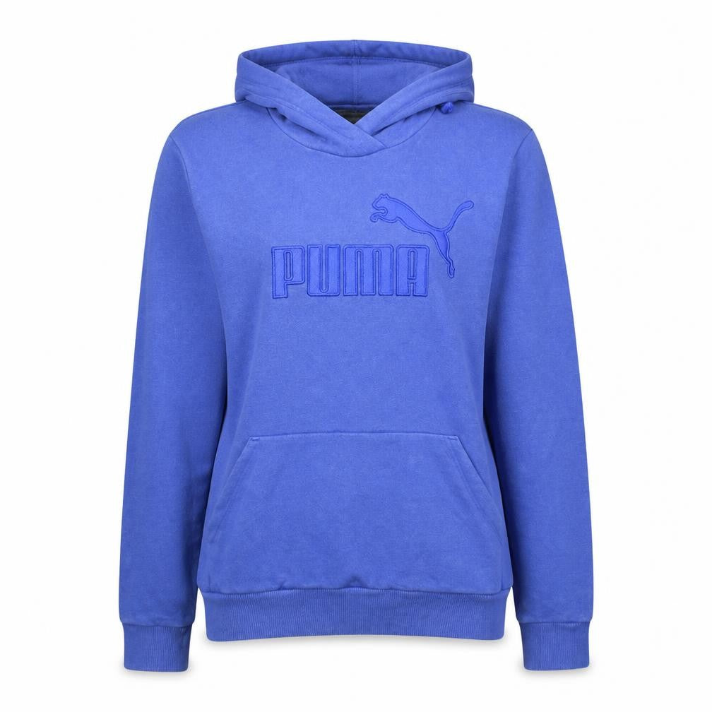 Front view of Puma Women Purple Pullover Hoodie UK 16 Cotton Blend Logo Sportswear