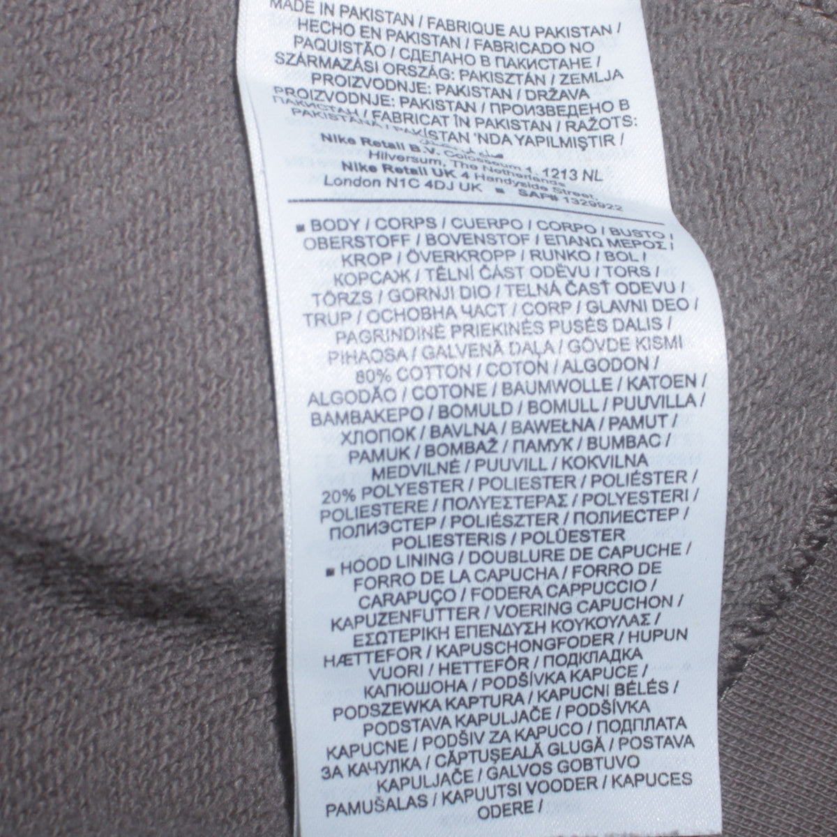 Mens UK Size M Nike Grey Pullover Hoodie
