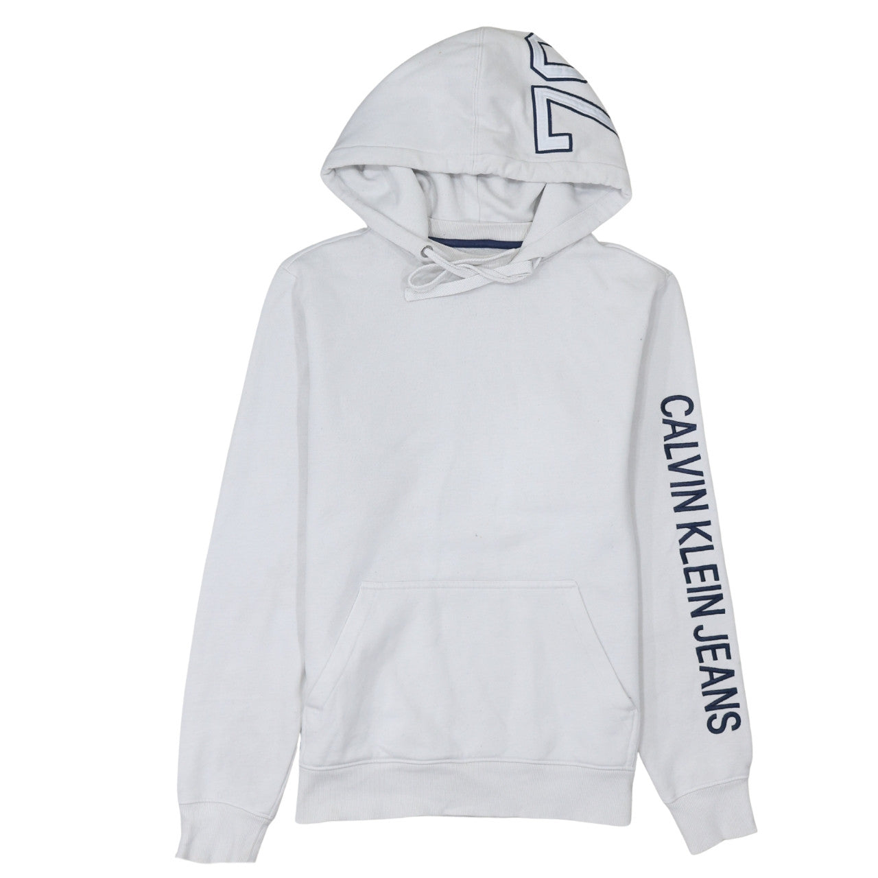Mens UK Size S Calvin Klein Jeans White Pullover Hoodie
