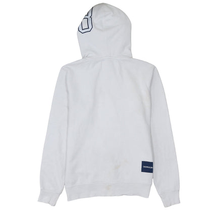 Mens UK Size S Calvin Klein Jeans White Pullover Hoodie