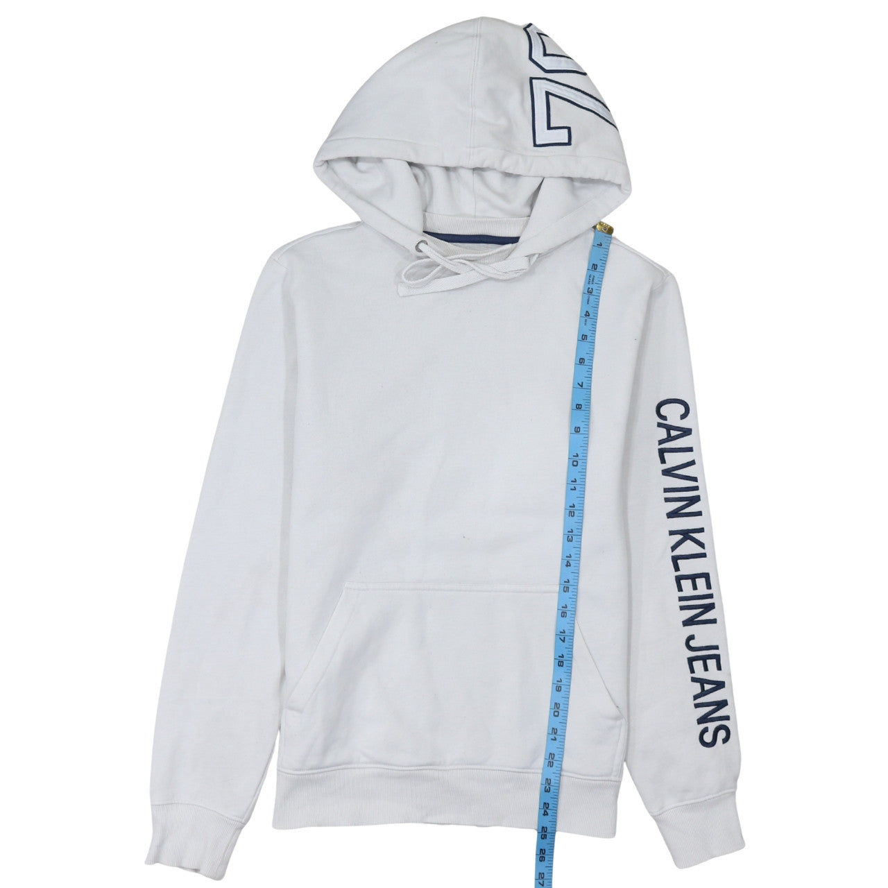 Mens UK Size S Calvin Klein Jeans White Pullover Hoodie