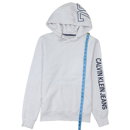 Mens UK Size S Calvin Klein Jeans White Pullover Hoodie