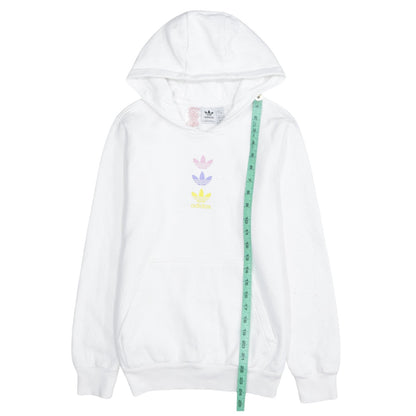 adidas Girls White 12-13 Years Pullover Hoodie with Logo Print