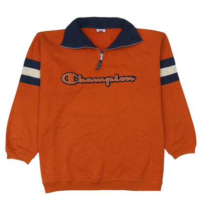Mens UK Size M Champion Orange 1/2 Zip Sweatshirt