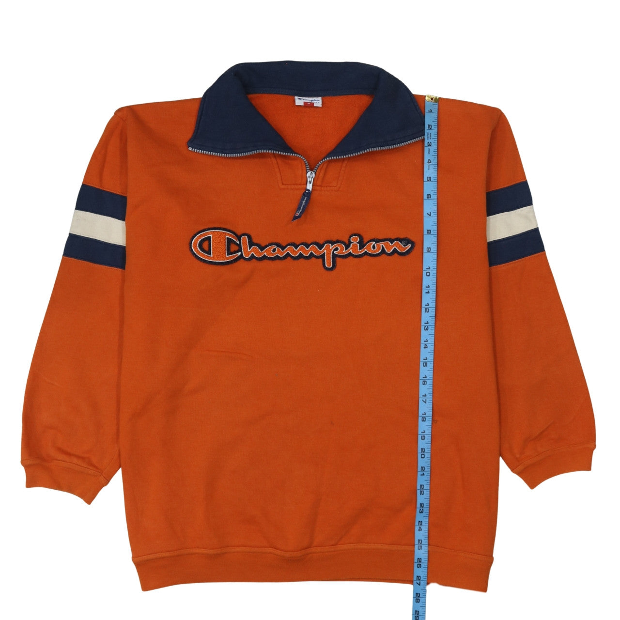 Mens UK Size M Champion Orange 1/2 Zip Sweatshirt