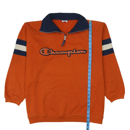 Mens UK Size M Champion Orange 1/2 Zip Sweatshirt