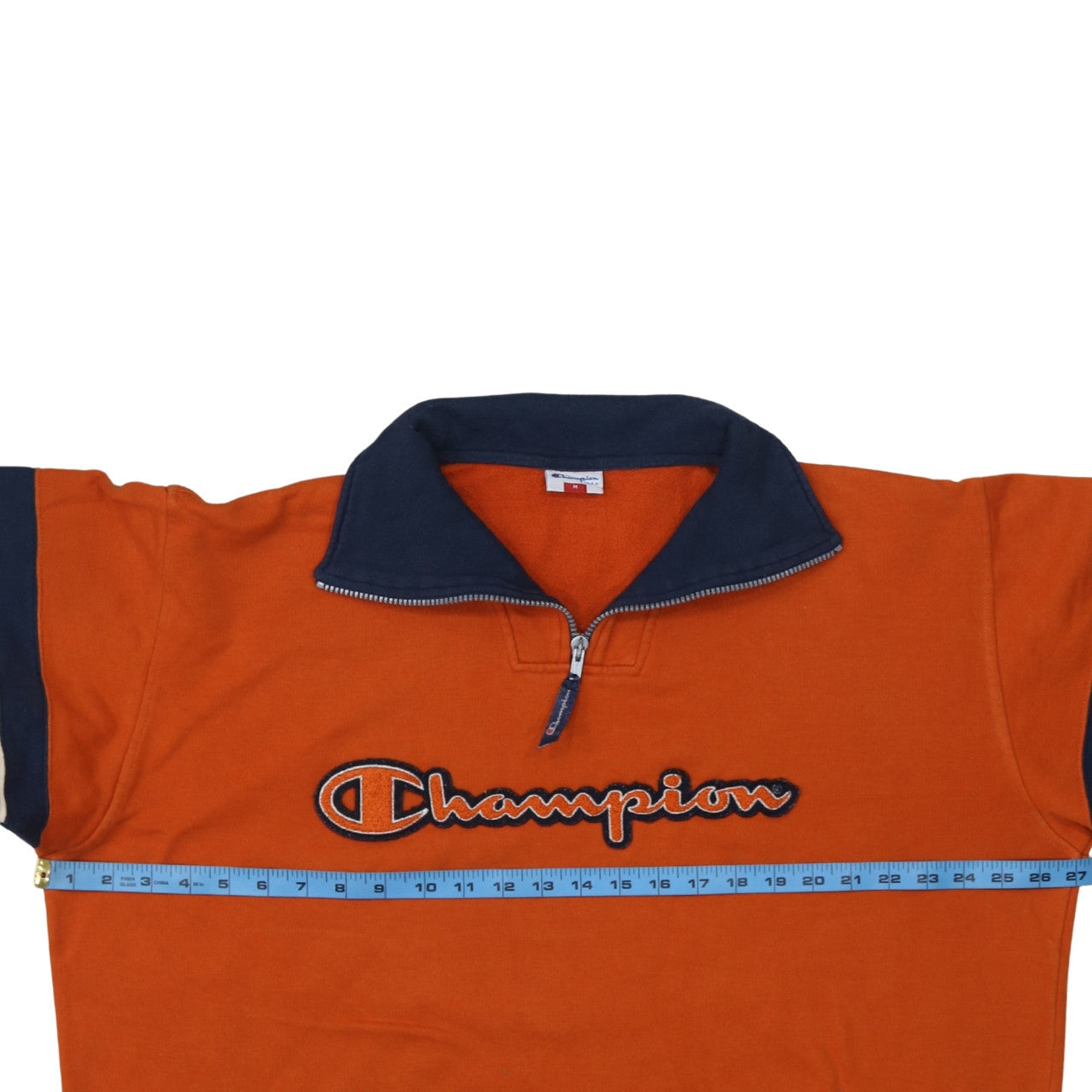 Mens UK Size M Champion Orange 1/2 Zip Sweatshirt