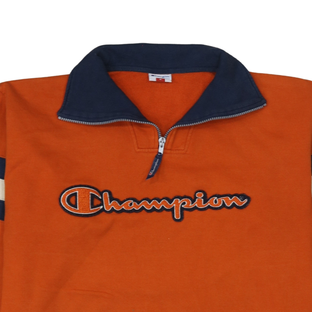 Mens UK Size M Champion Orange 1/2 Zip Sweatshirt