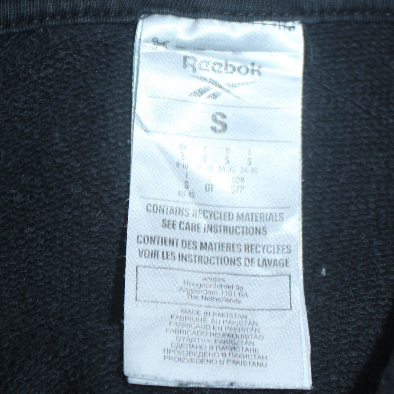 Mens UK Size S Reebok Black Pullover Hoodie