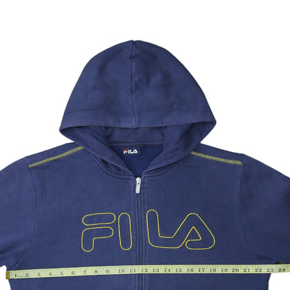 Mens UK Size L FILA Blue Full Zip Hoodie