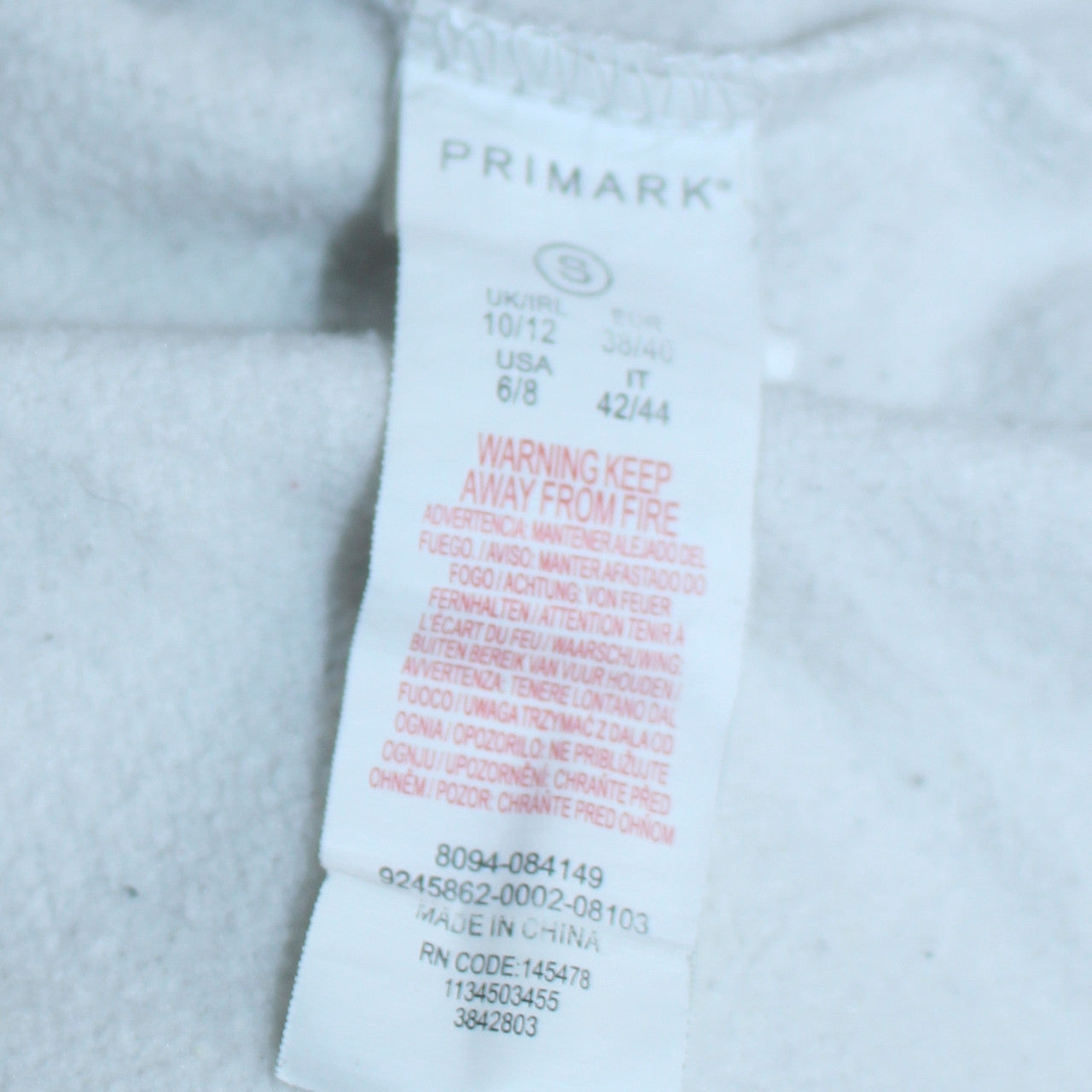 Mens UK Size L Primark White Pullover Hoodie