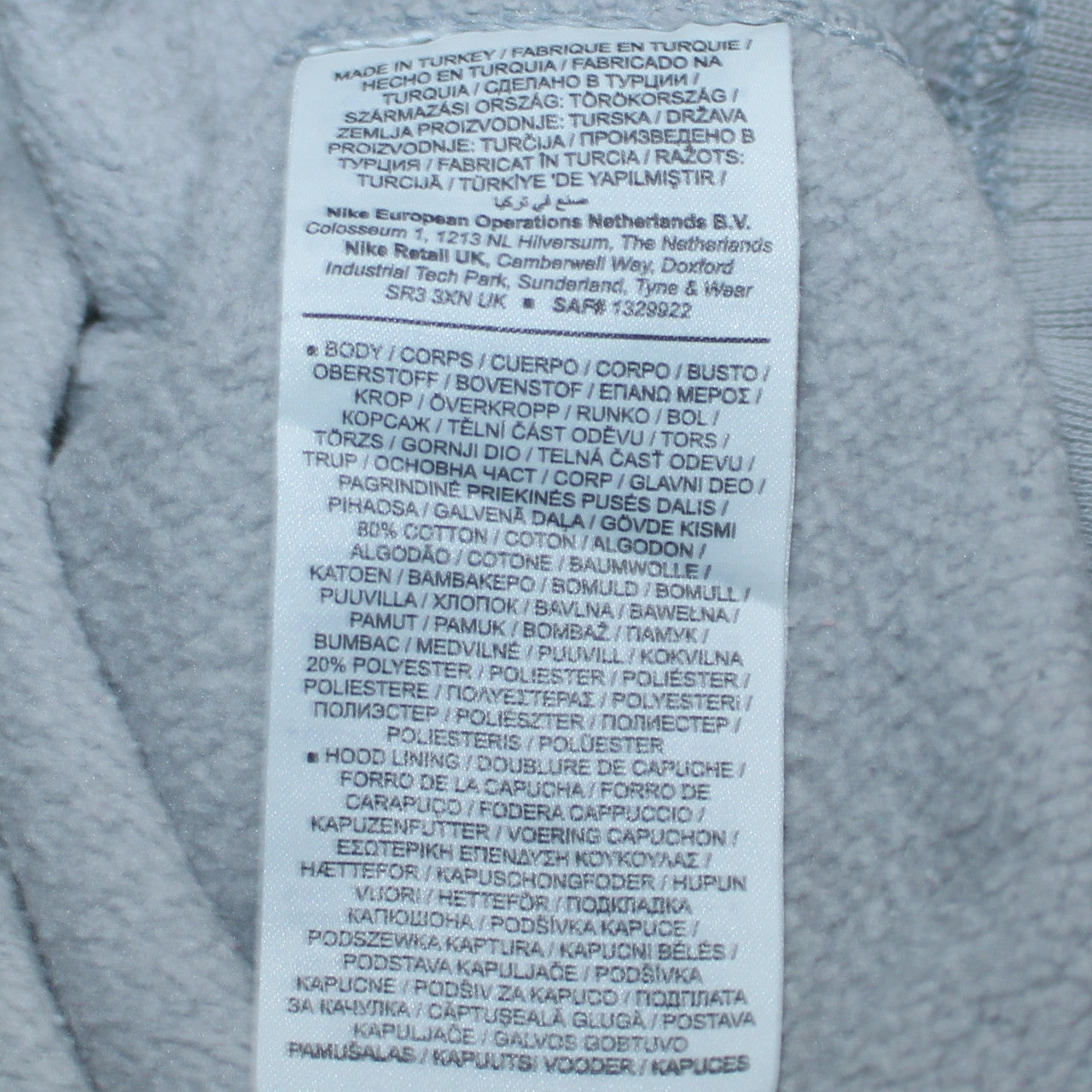 Mens UK Size S Nike Grey Pullover Hoodie