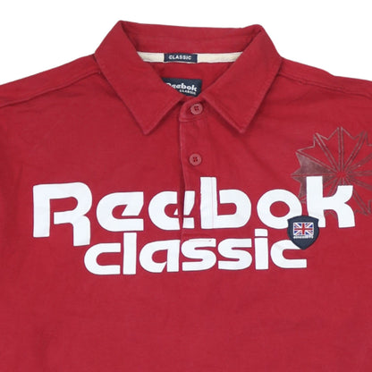 Reebok Classic Red Cotton Men's M Polo Shirt Short Sleeve Sports Logo