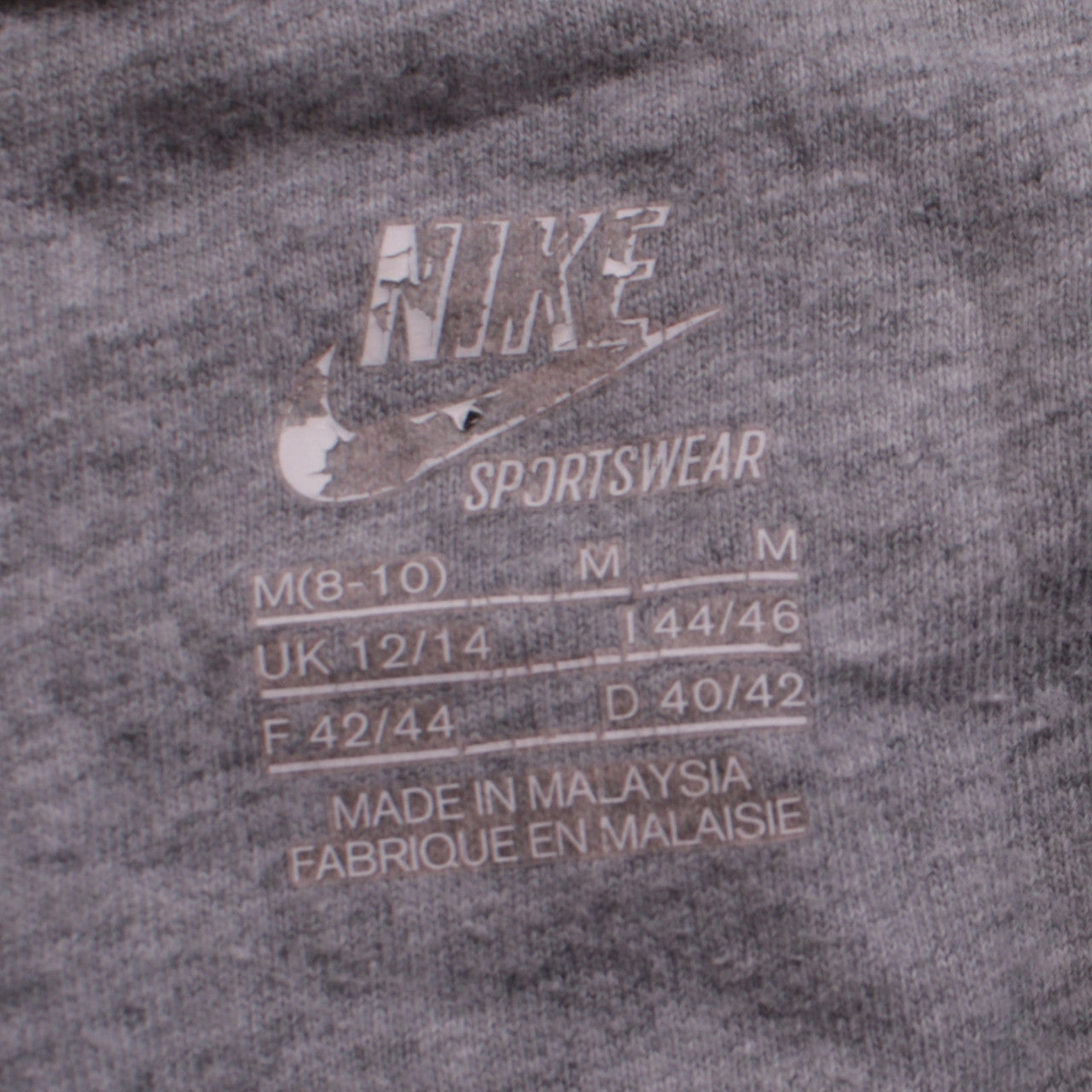 Womens UK Size L Nike Grey Full Zip Hoodie