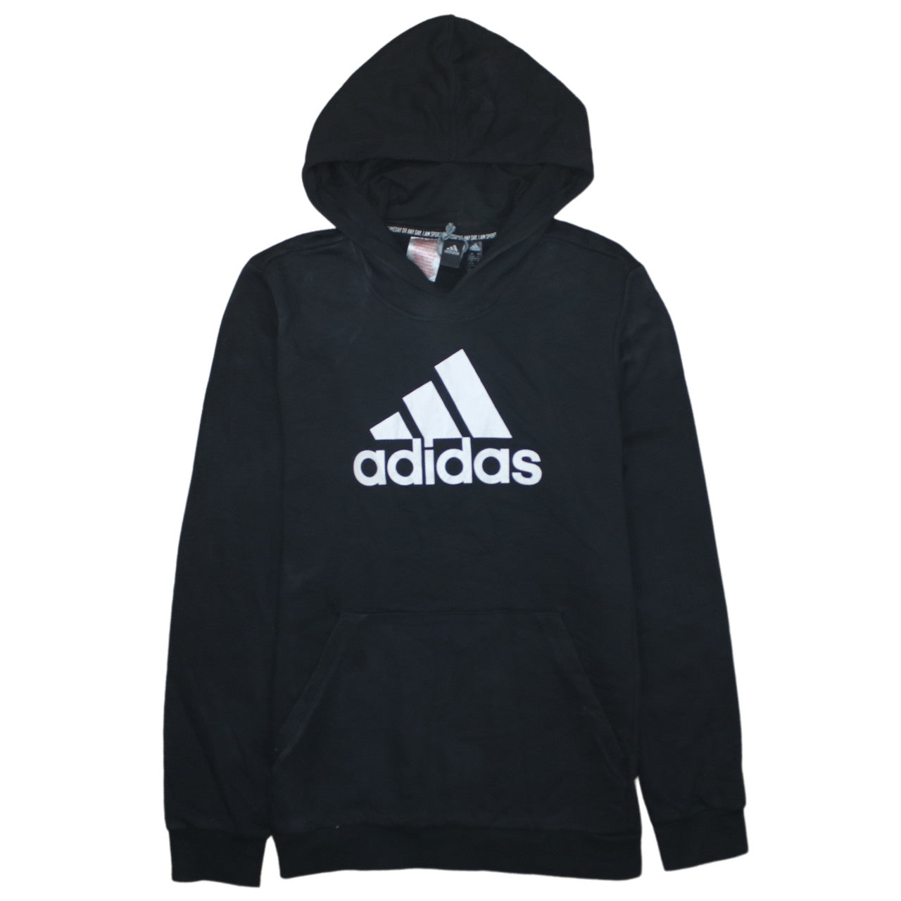 Adidas Boys Black Pullover Hoodie 15-16 Years Logo Sportswear
