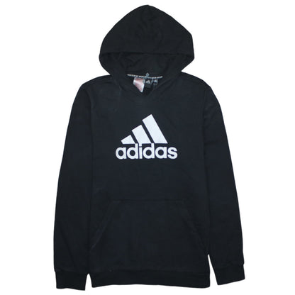 Adidas Boys Black Pullover Hoodie 15-16 Years Logo Sportswear