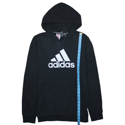 Adidas Boys Black Pullover Hoodie 15-16 Years Logo Sportswear