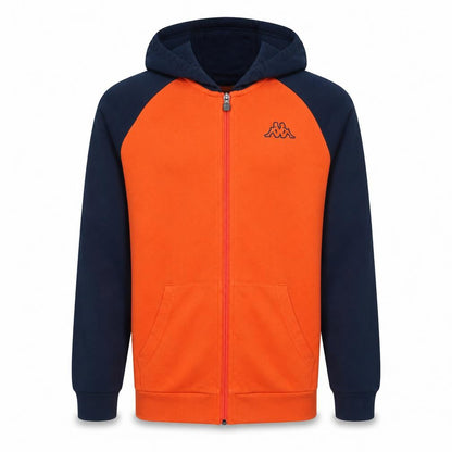 Front view of Kappa boys’ orange & navy full zip hoodie 14 years 164cm cotton blend