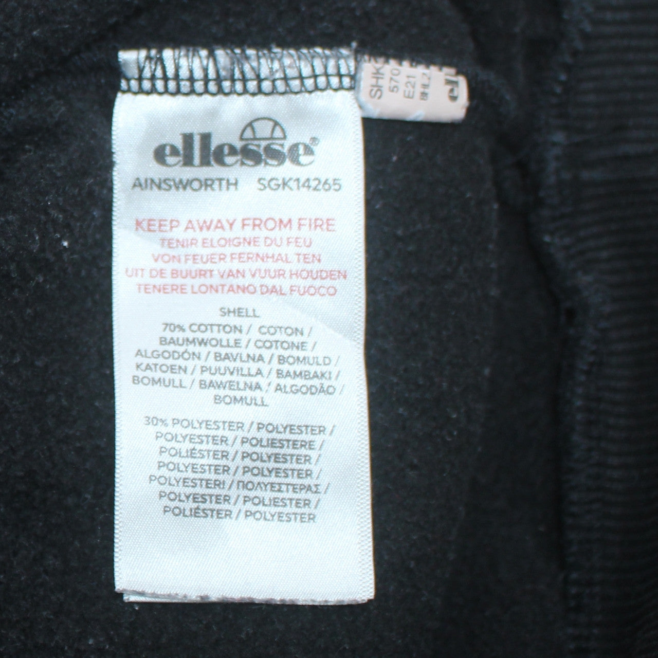 Mens UK Size M ellesse Black Pullover Hoodie