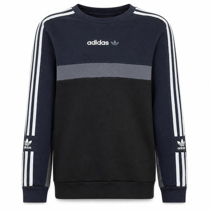 Front view of Adidas boys’ navy black colourblock sweatshirt xl 15-16 years long sleeve