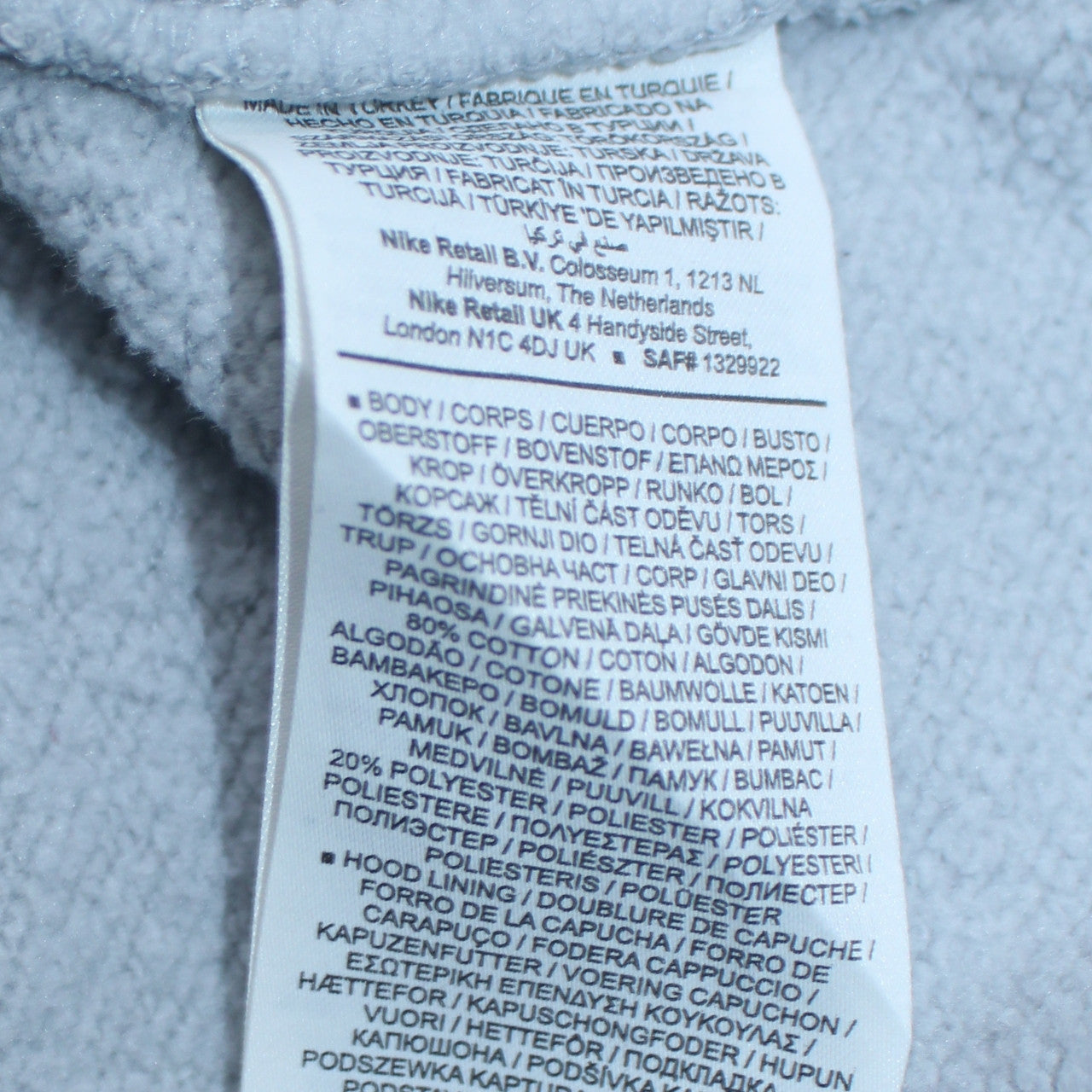 Mens UK Size S Nike Grey Pullover Hoodie