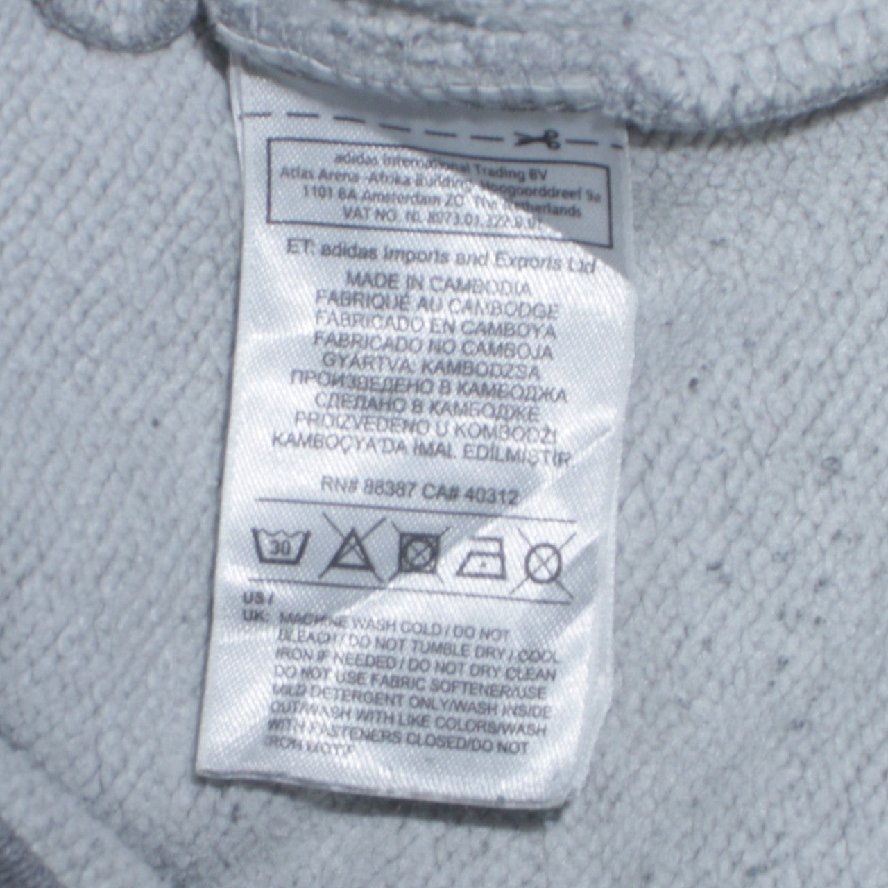 Mens UK Size M adidas Grey Full Zip Hoodie