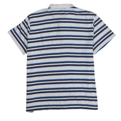 Puma Men's Blue Striped 2XL Cotton Polo Shirt