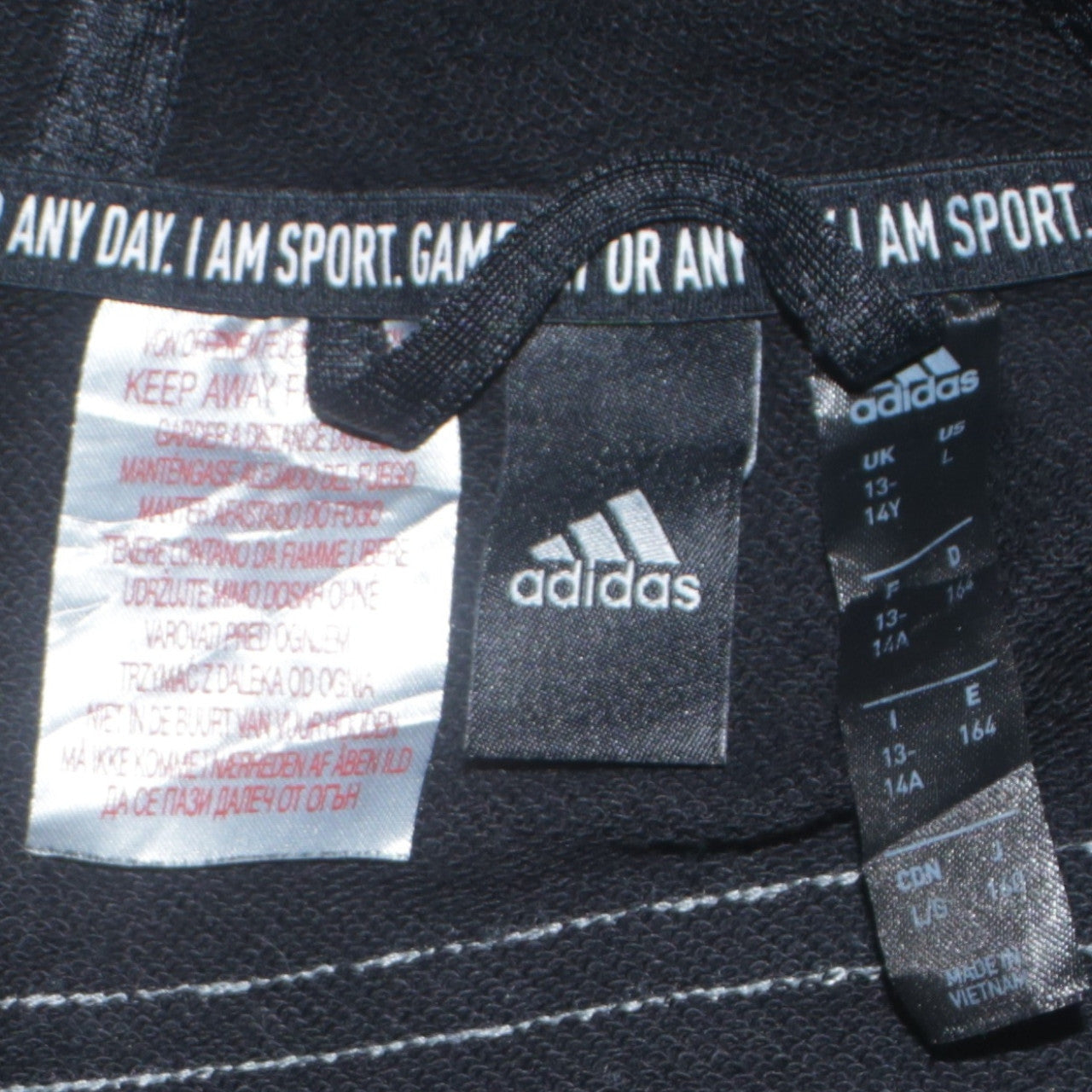 Boys UK Size 13-14 Years adidas Black Full Zip Hoodie
