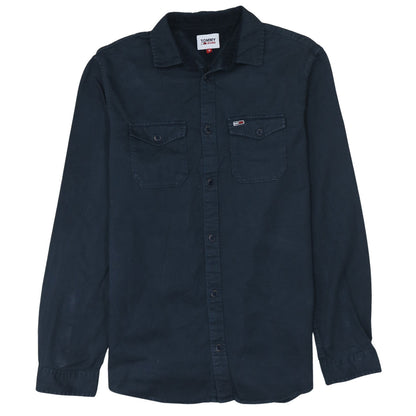 Tommy Jeans Men's Blue Cotton Long Sleeve Button-Up Shirt M