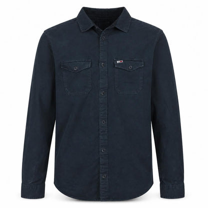 Tommy Jeans Men's Blue Cotton Long Sleeve Button-Up Shirt M