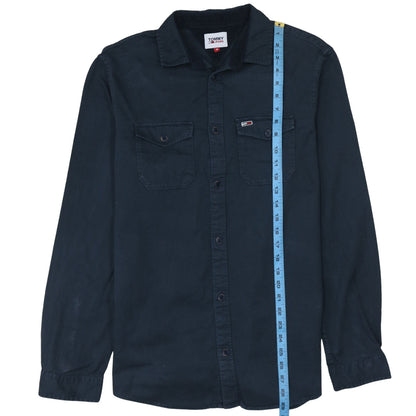 Tommy Jeans Men's Blue Cotton Long Sleeve Button-Up Shirt M