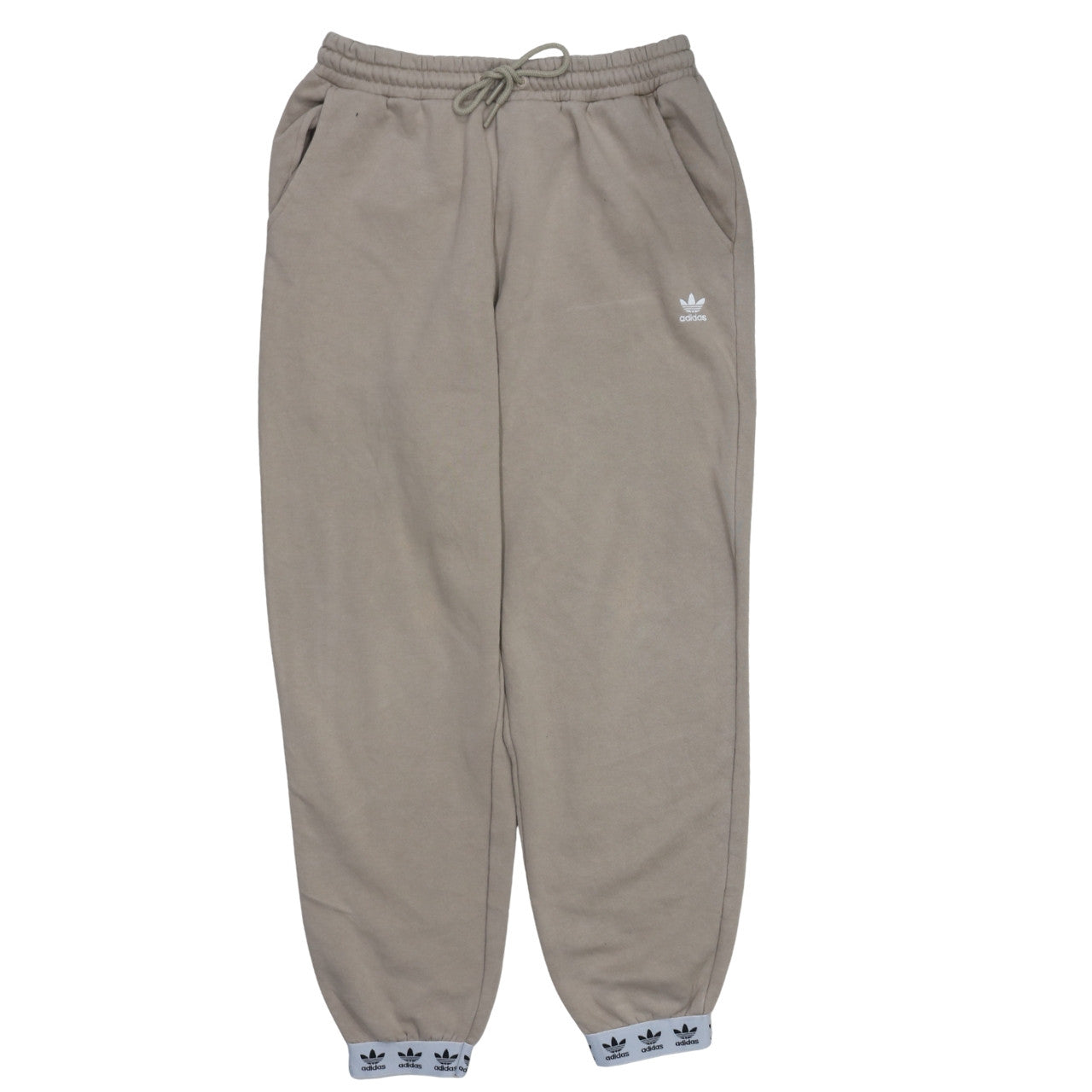Adidas Women's Beige Jogger Sweatpants Size 12 Fleece Cuffed